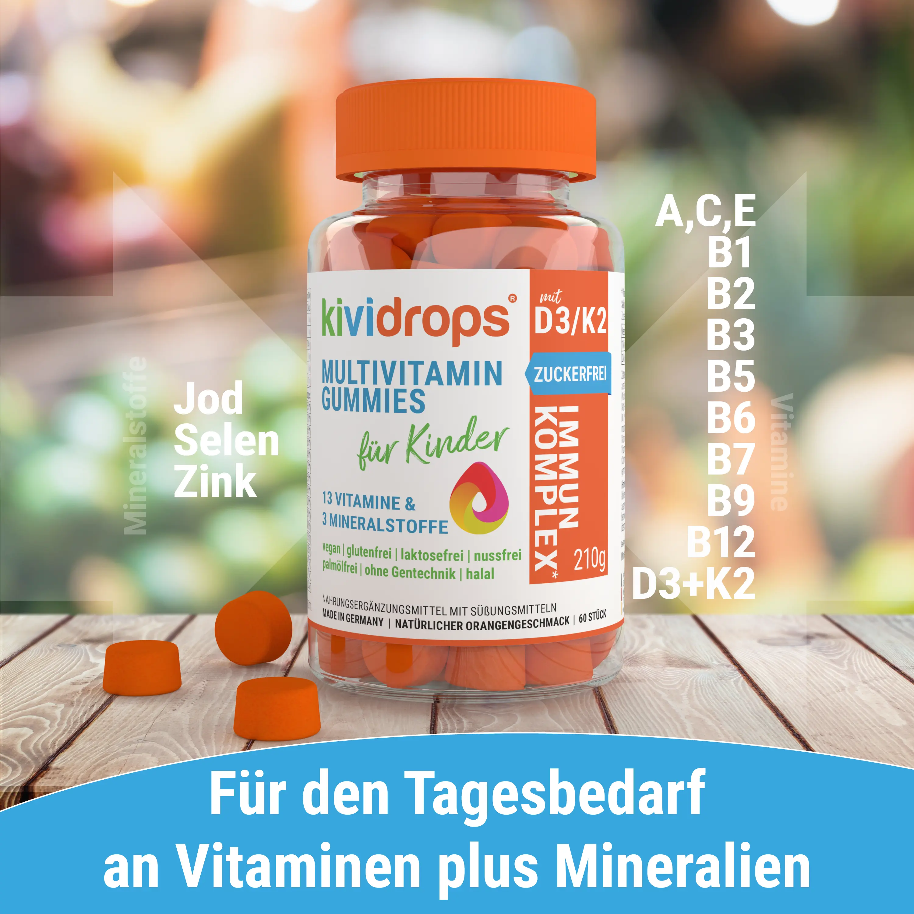 13 Vitamine und 3 Mineralstoffe