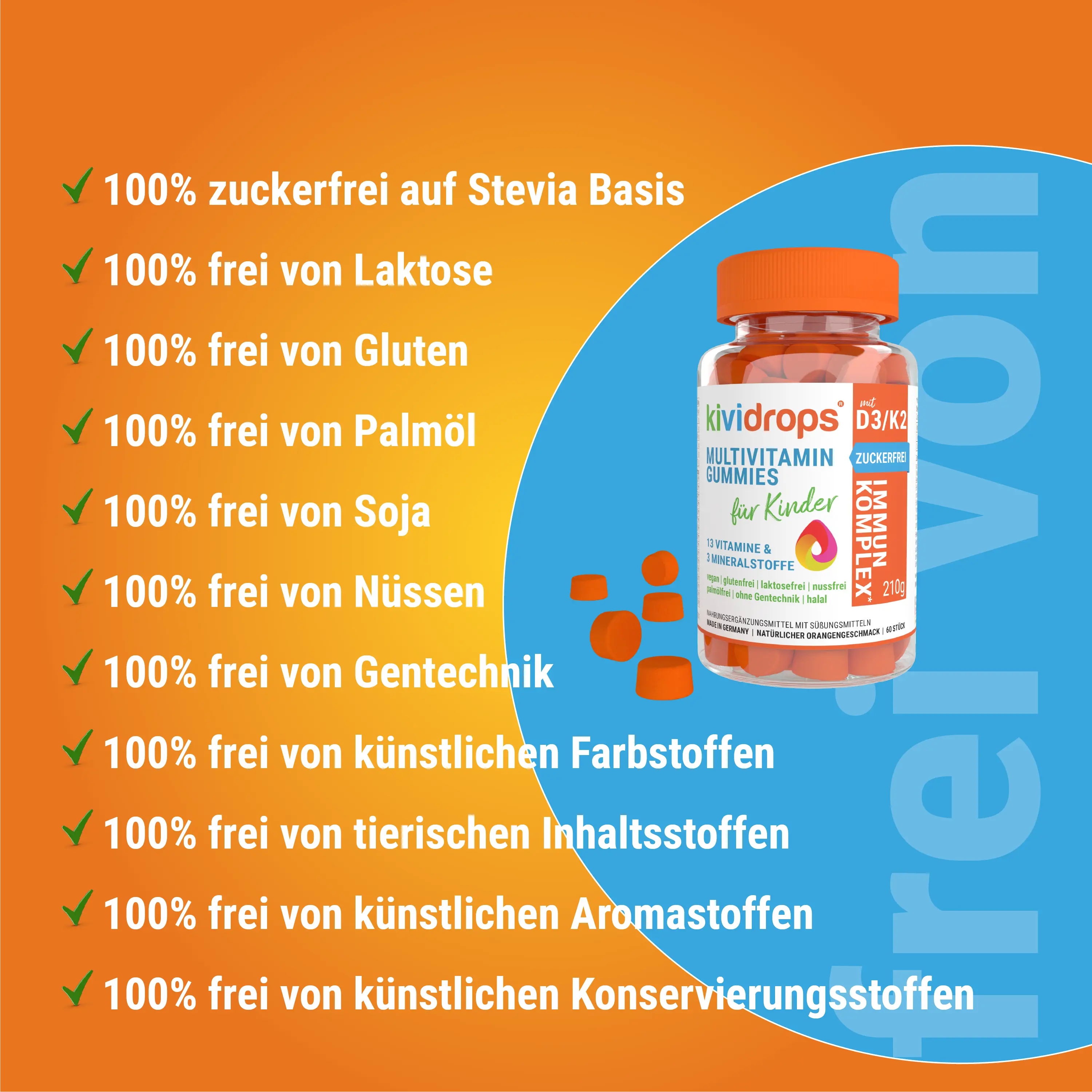 frei von Zucker und künstlichen Zusatzstoffen